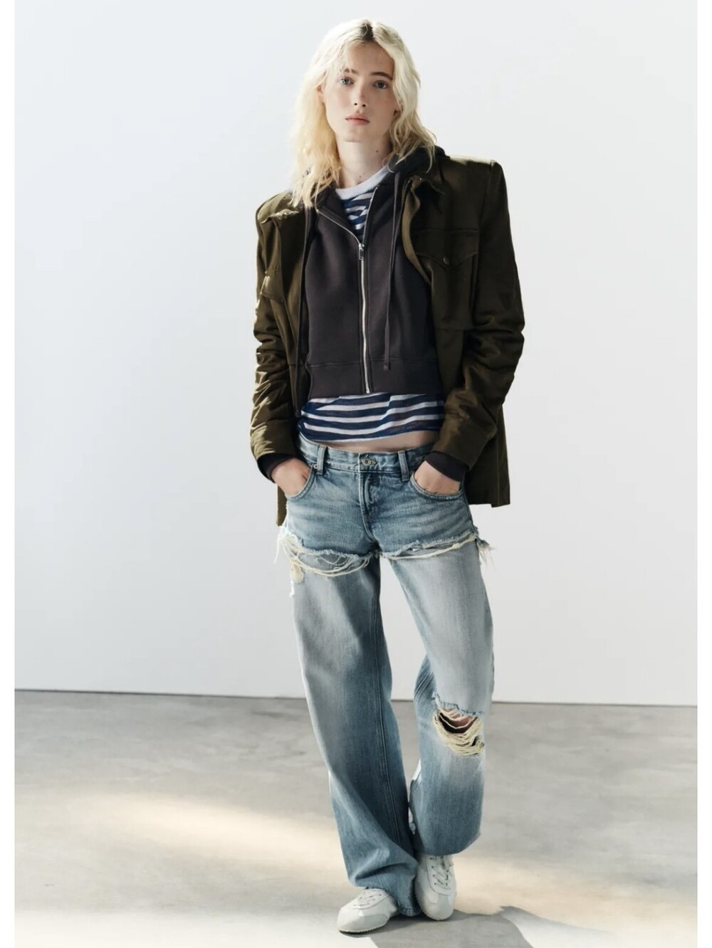 ZARA TRF LOW-RISE STRAIGHT JEANS WIRH DOUBLE-LAYER EFFECT